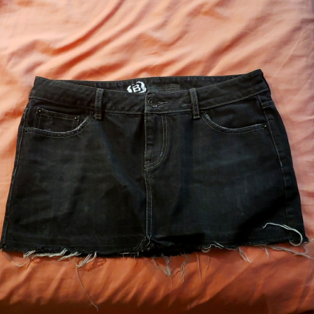 Black denim skirt